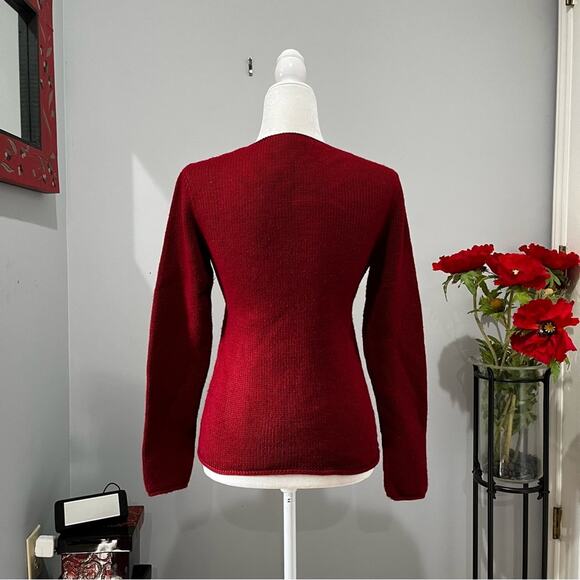 NEW Moda Intl Wool Classic V Neck Timeless Fisherman Rolled Hem Sweater XS NWOT - Picture 2 of 14